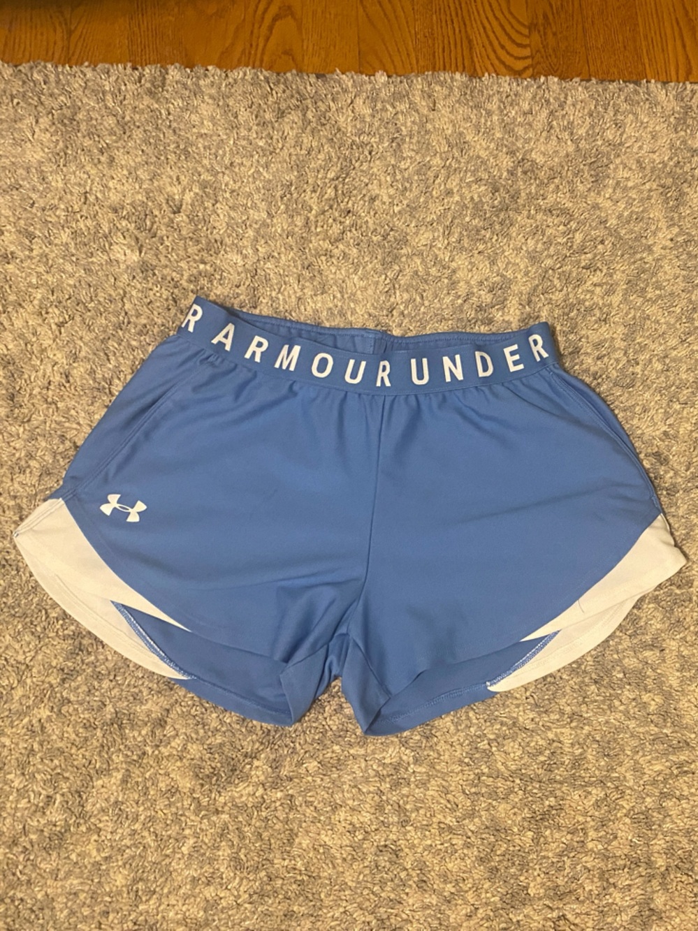 Under Armour Light Blue Workout Shorts with White Accents